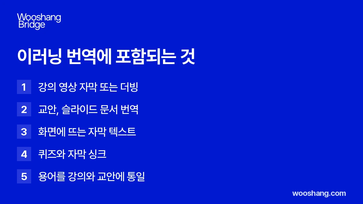 이러닝 번역에 포함되는 것