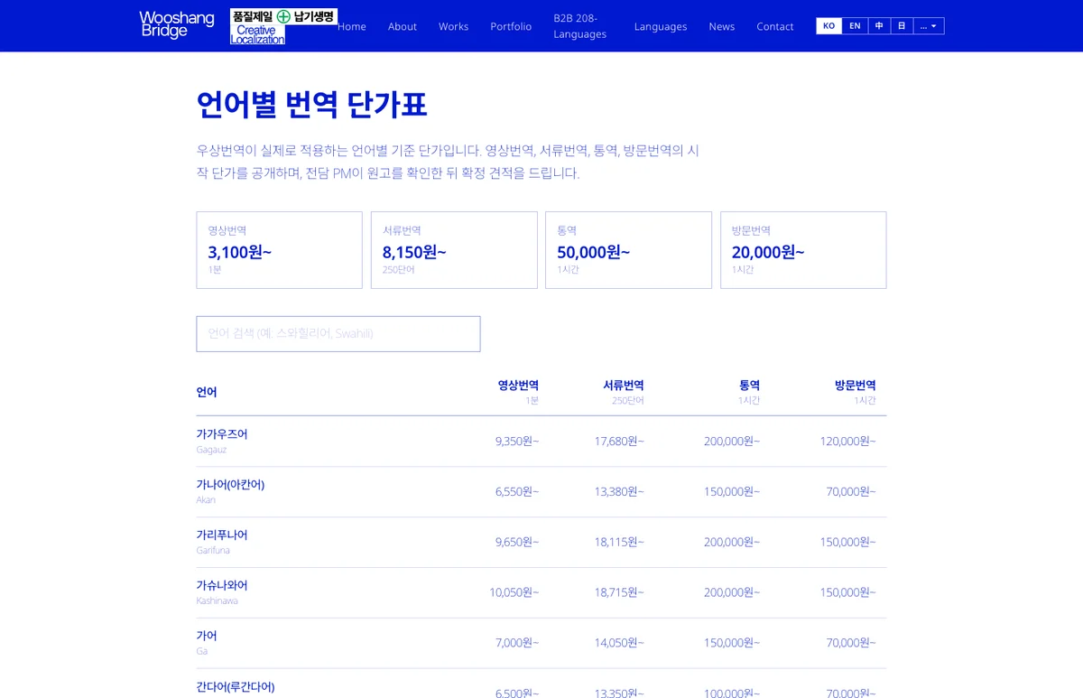 wooshang.com 단가표