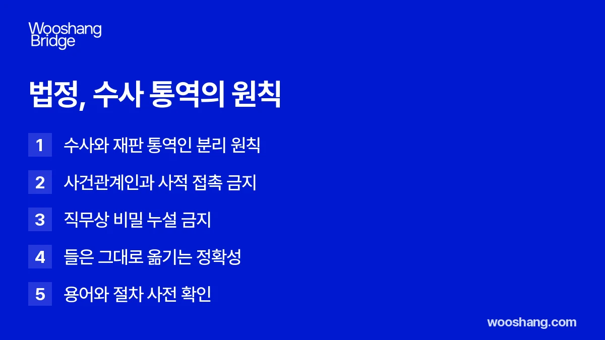 법정 수사 통역의 원칙